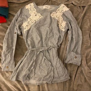 Yesstyle Mayuki Tunic Top Lace Tie Shirt